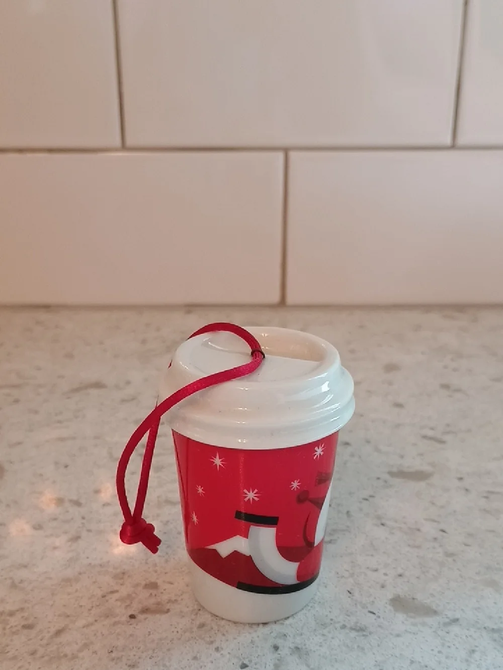 2011 Starbucks Red Holiday Mini Cup Ceramic Ornament